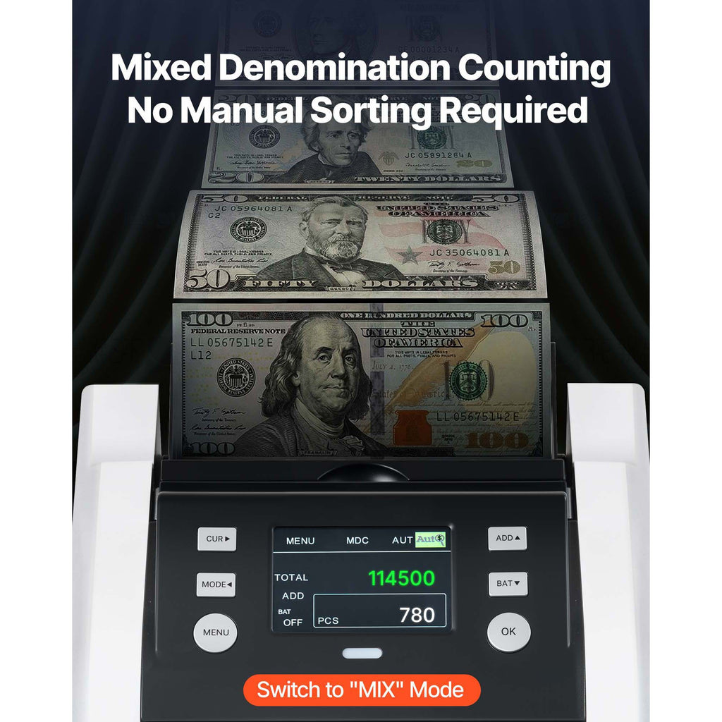 Pro money counter machine 1200 notes per minute – TFT display detail