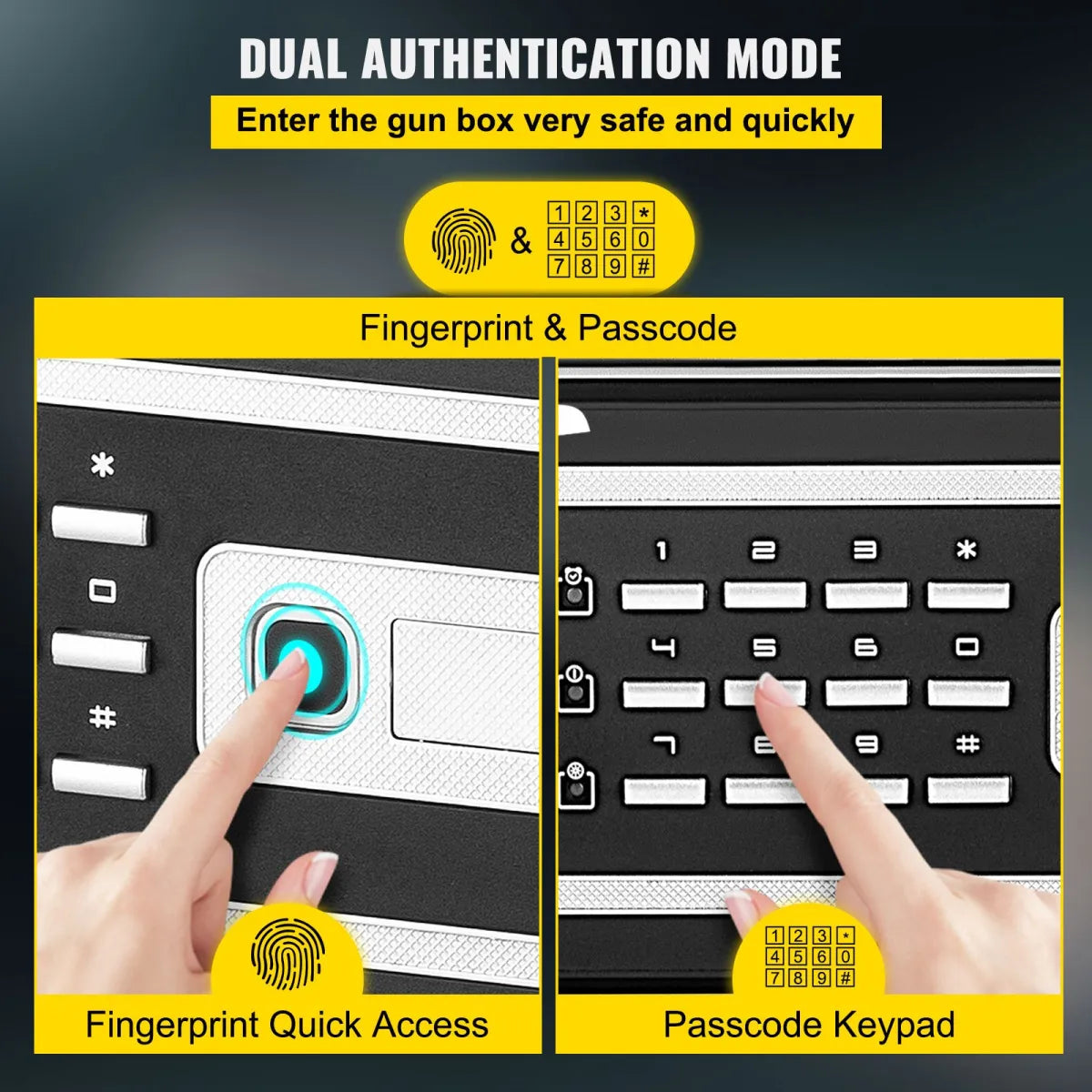 Biometric safe dual-authentication unlocking with fingerprint and passcode