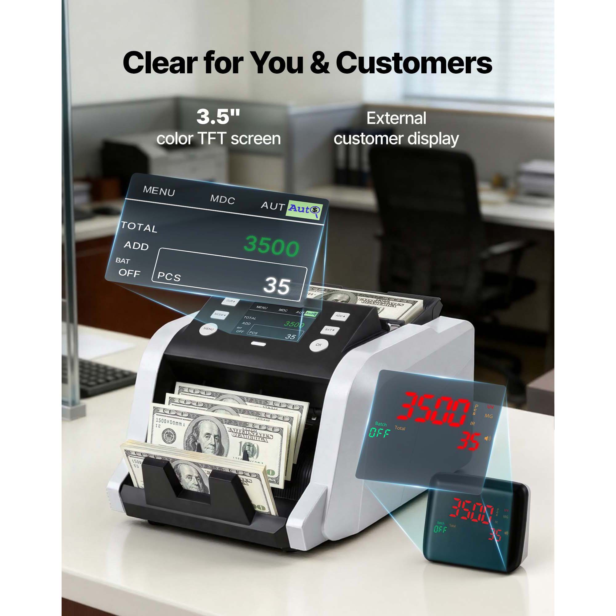 Pro money counter machine 1200 notes per minute – size dimensions