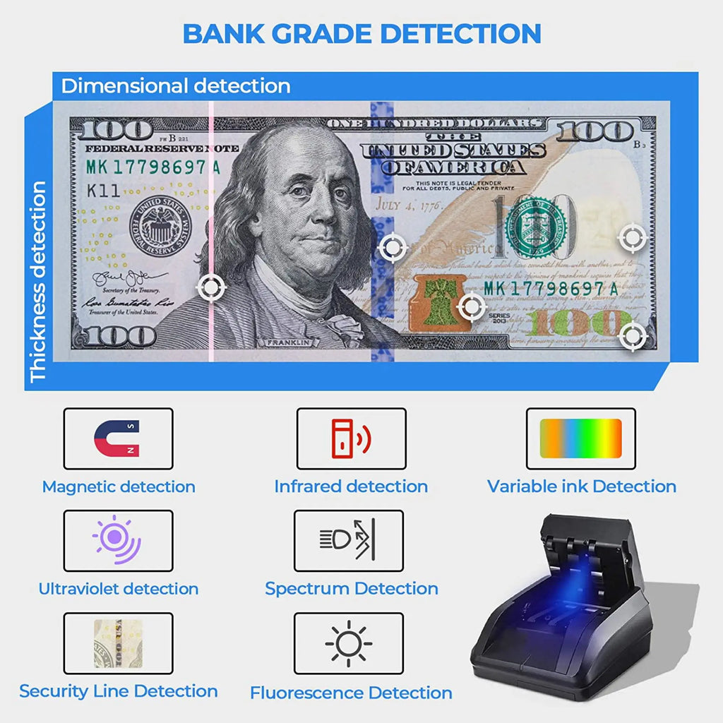 Portable Mini Money Counter & Counterfeit Bill Detector