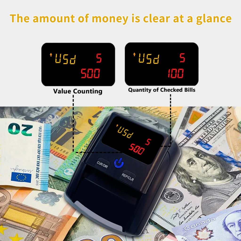 Portable Mini Money Counter & Counterfeit Bill Detector