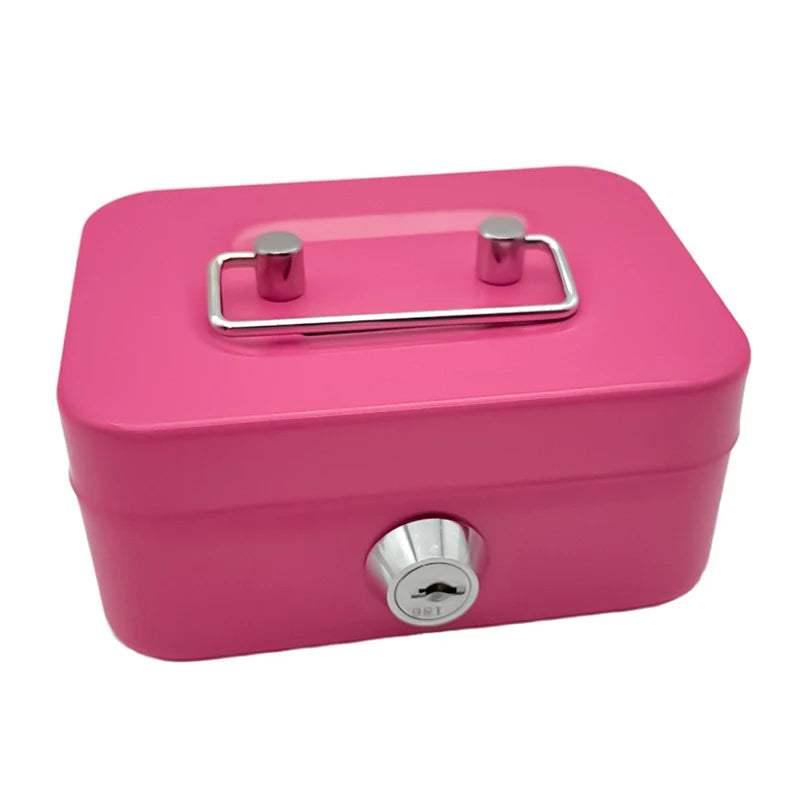 Money Safe Box Lockable Cash Box With Key,Portable Piggy Box Made Of Metal Small Security Lock Box Sturdy Coin Boxes For Kids