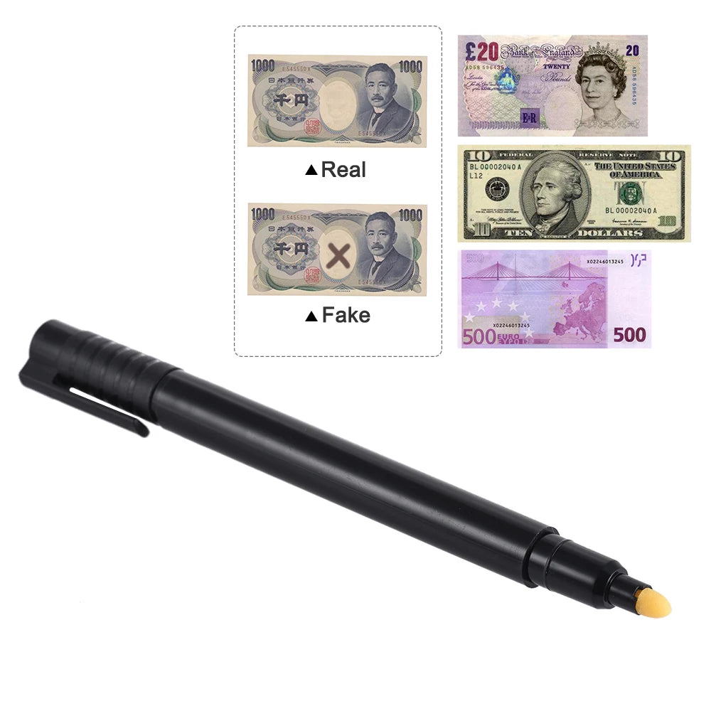 Counterfeit Money Detector Pen Fake Banknote Tester Currency Cash Checker Marker for US Dollar Bill Euro Pound Yen Won gadget